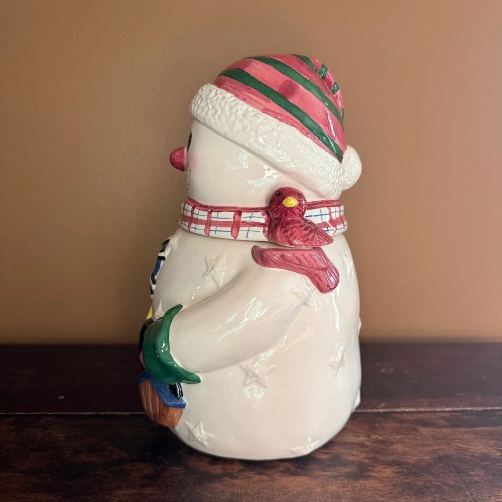 Snowman‎ Ceramic Cookie Jar Holiday Decor Kitchen Storage Container